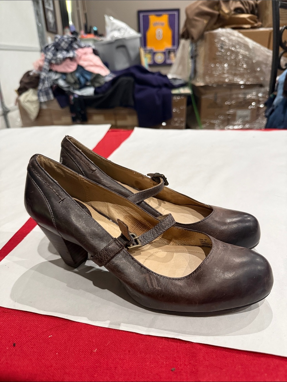 Frye Brown Mary Jane Block Heel Pumps